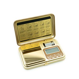 Sleek Gold 200g x 0.01g Digital Pocket Scale – with LCD Display, Tare and PCS, Mini Digital Scale with 50g Calibration Weight for Powder, Herbs & Spices (Battery Included)